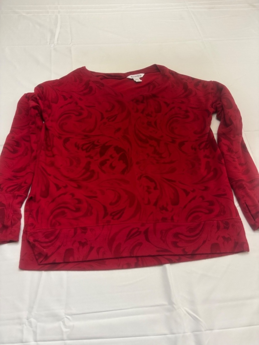 Athleta Coaster Luxe Recover Sweatshirt XS Red Thumbholes Cozy
